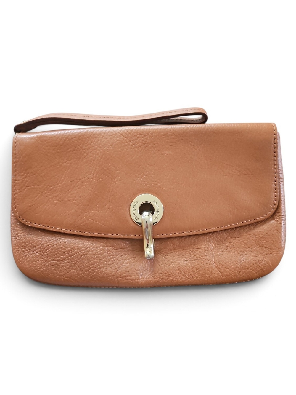 Kate Spade Vintage Leather Wristlet Clutch in Tan